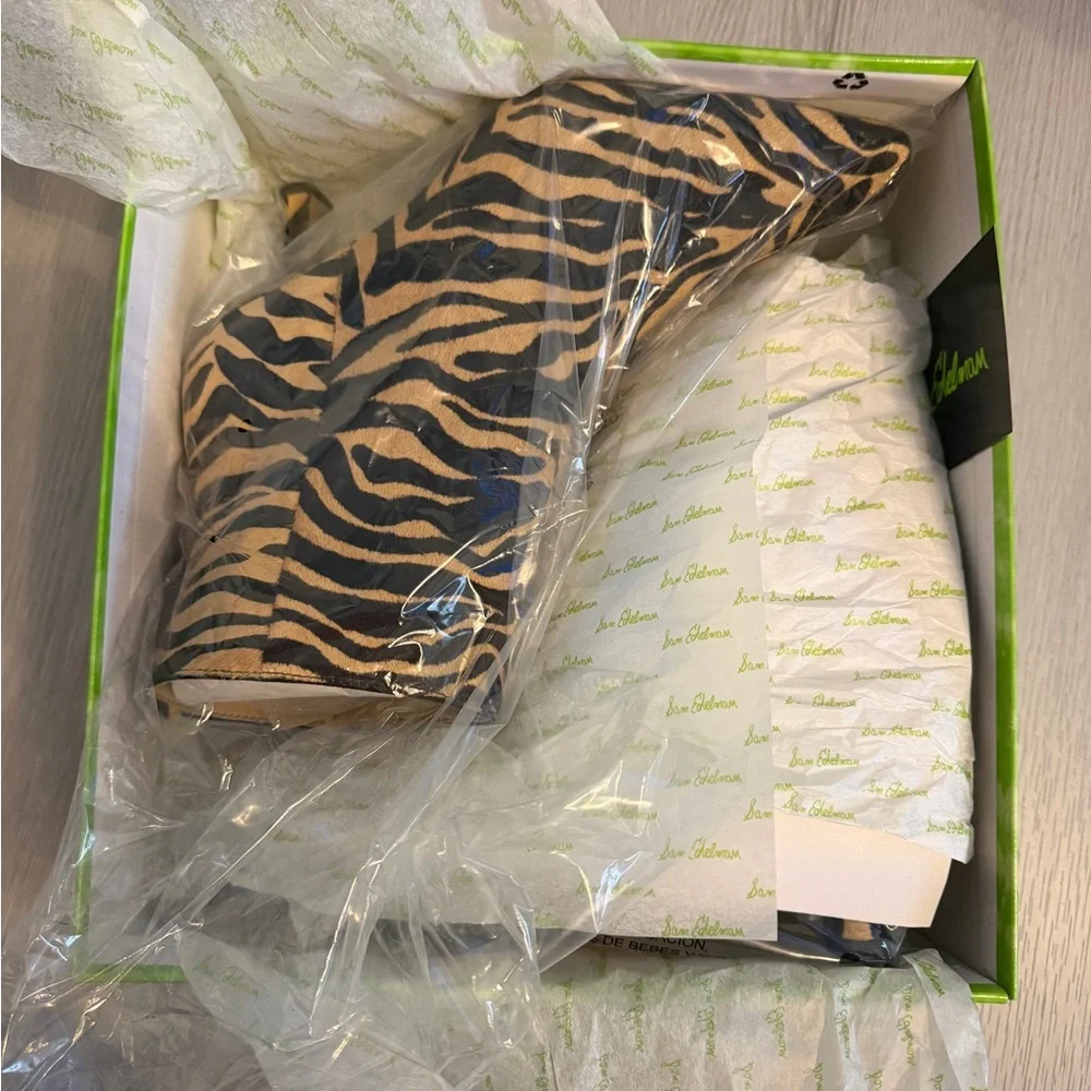 NIB Sam Edelman Women's Samantha Tiger Print calf hair Ankle Boots Size 9